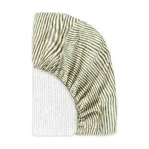 Crib Sheet in GOTS Certified Organic Brushed Cotton by Nate Berkus in Juniper Stripe