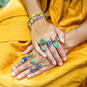 Scarab Grande Ring in Amethyst/Turquoise