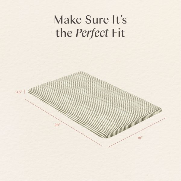 All Stages bassinet sheet in Juniper Stripe with 37 by 26 by 18 inch measurements Make Sure Its the Perfect Fit