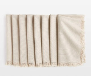 Craft Birch Beige Organic Cotton Fringe Napkins, Set of 8