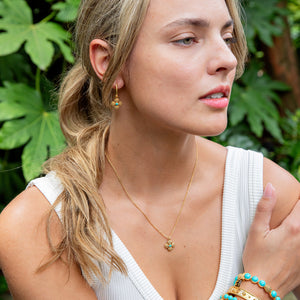 Berry Clover Double Sided Charm Necklace in Turquoise