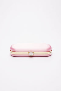 Pink Bella Clutch Petite eyeglasses case from The Bella Rosa Collection against a white background.