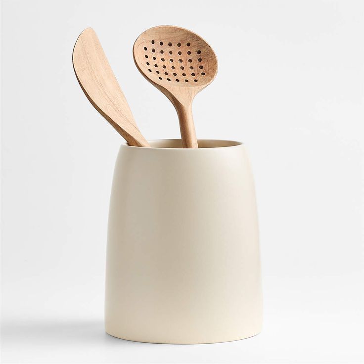 Craft Linen Stoneware Utensil Holder