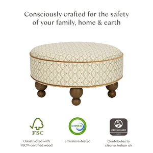 Astre Ottoman by Nate Berkus in Performance Olive Star Eco-Crossweave with Toffee Feet