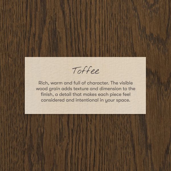 Toffee wood grain finish swatch