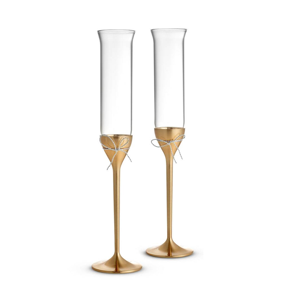 Vera Wang Love Knots Toasting Flute in Gold, Set of 2