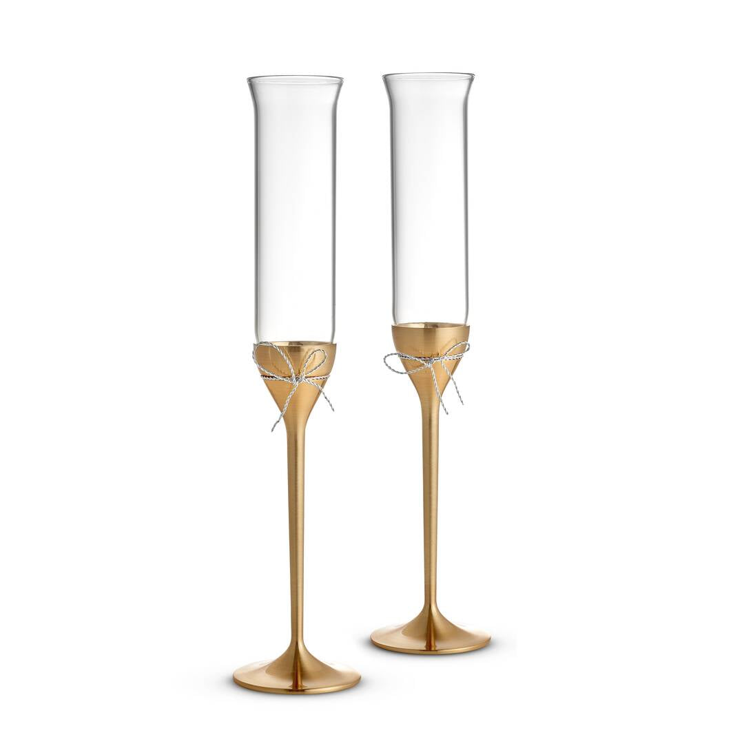 Vera Wang Love Knots Toasting Flute in Gold, Set of 2