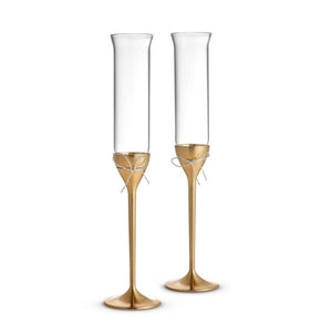 Vera Wang Love Knots Toasting Flute in Gold, Set of 2