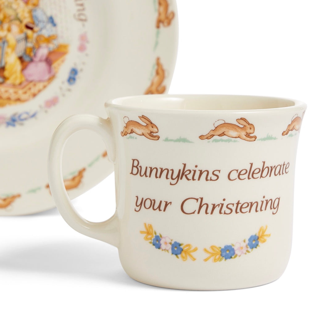 Bunnykins Christening Plate Mug, 2-Piece Set Over The Moon