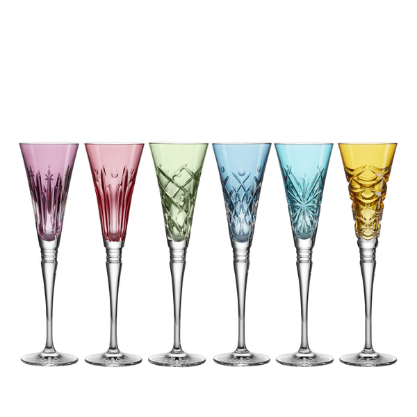 Waterford Winter Wonders Flutes, Assorted Colors, Set of 6