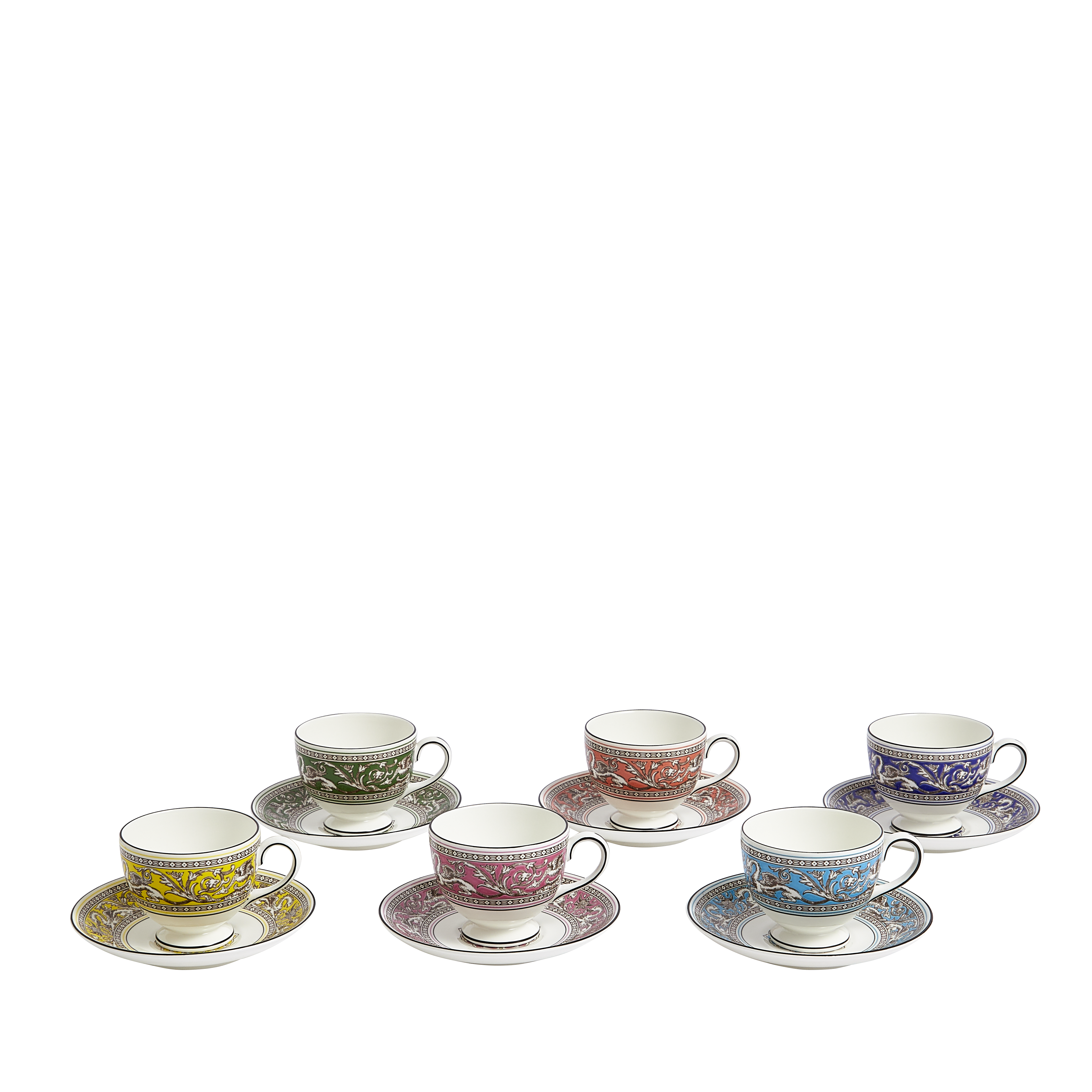 Florentine Teacup Saucer, Set of 6