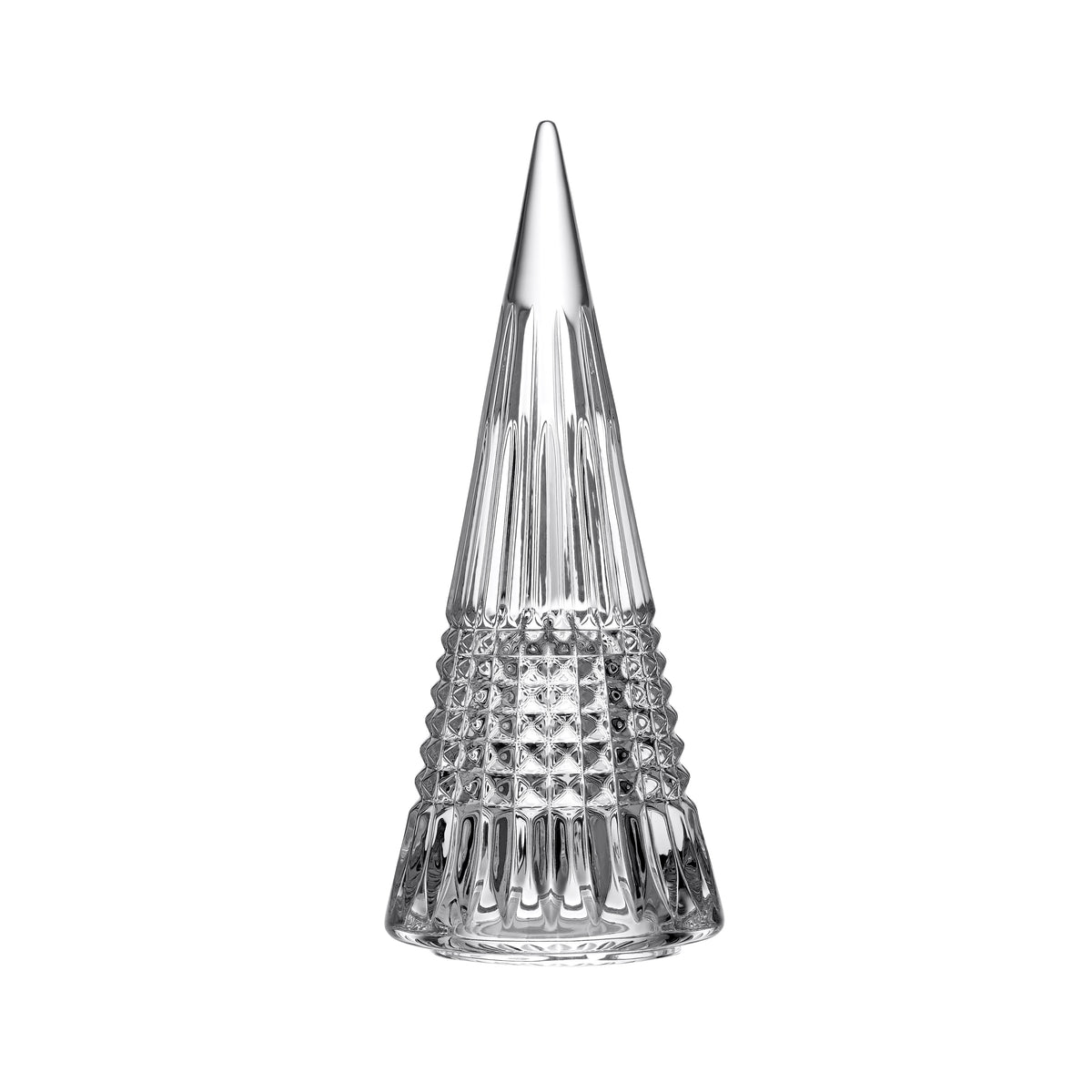 Front view of Lismore Diamond Crystal Tree Ornament showcasing wedge and diamond cuts with white background