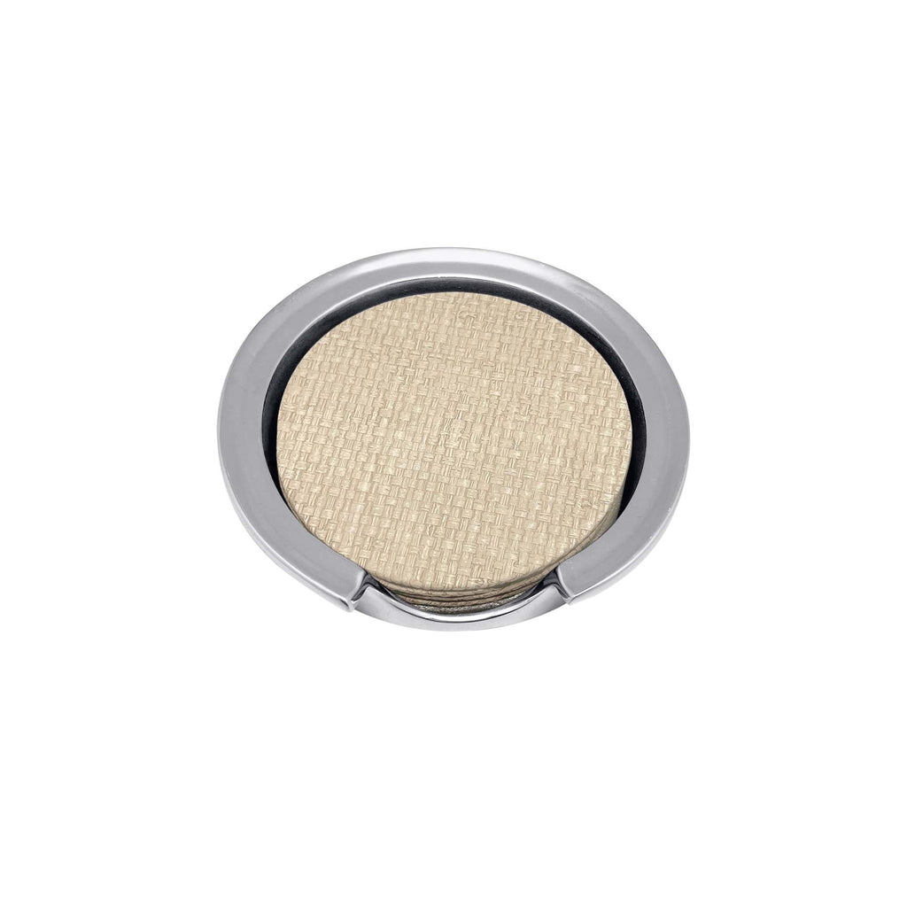 Coconut Grove Faux Grasscloth Signature Coaster, Set of 2