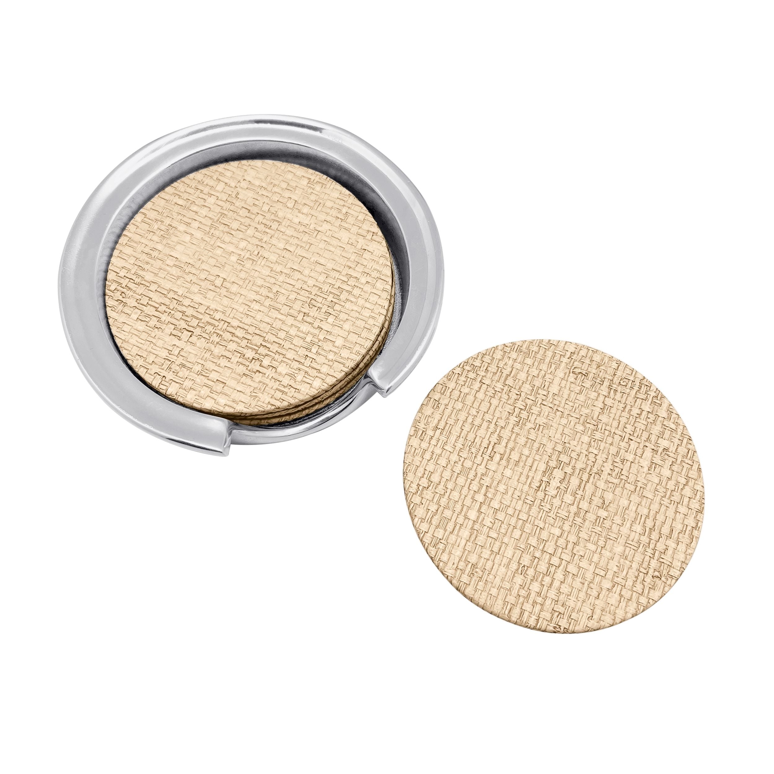 Coconut Grove Faux Grasscloth Signature Coaster, Set of 2