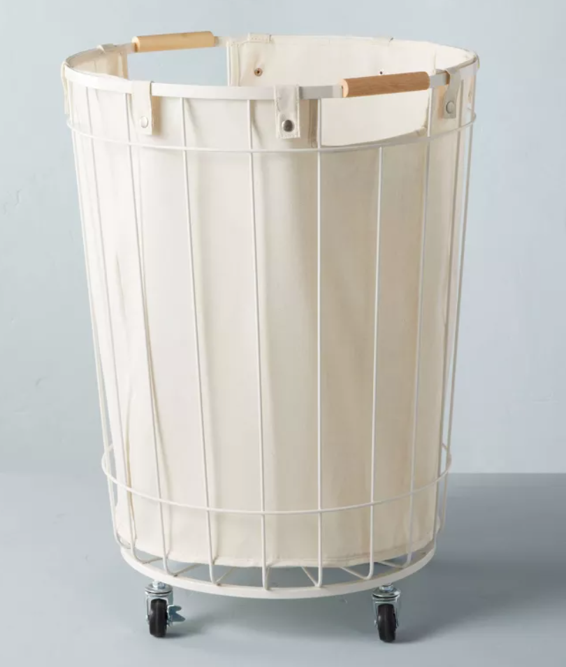 24" Large Wire & Fabric Laundry Hamper Sour Cream - Hearth & Hand™ with Magnolia