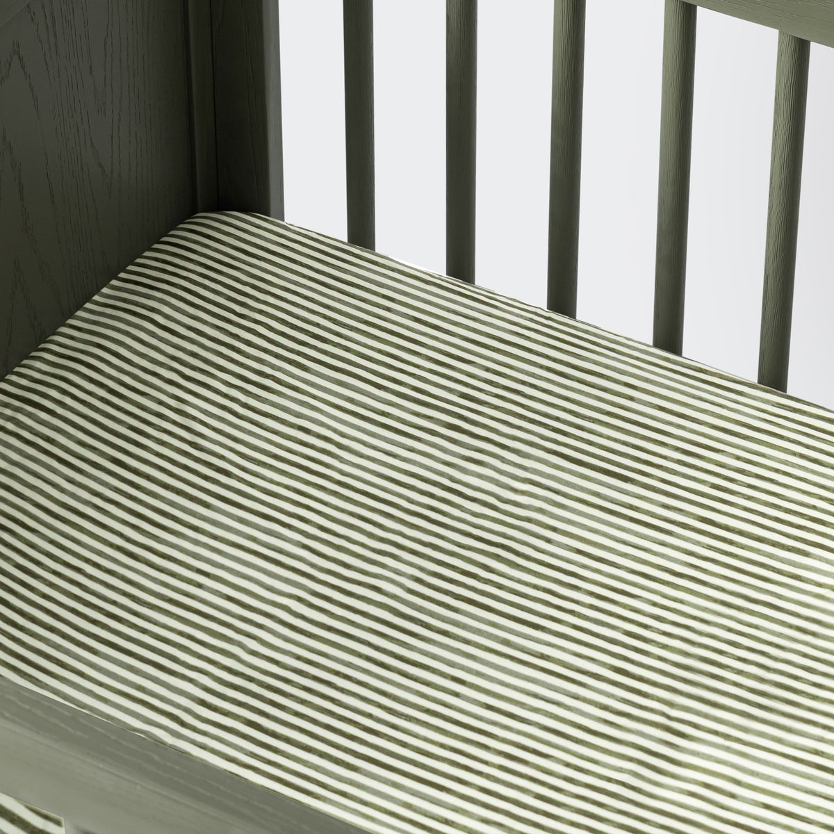 All-Stages® Midi Crib Sheet in GOTS Certified Organic Brushed Cotton by Nate Berkus in Juniper Stripe