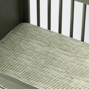 All-Stages® Midi Crib Sheet in GOTS Certified Organic Brushed Cotton by Nate Berkus in Juniper Stripe