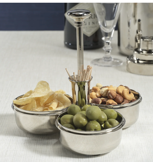 Basso Condiment Trio with Cocktail Pick Holder