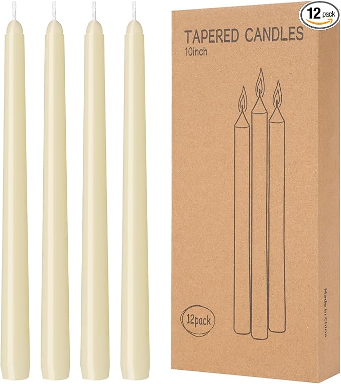12 Pack Ivory Taper Candlesticks