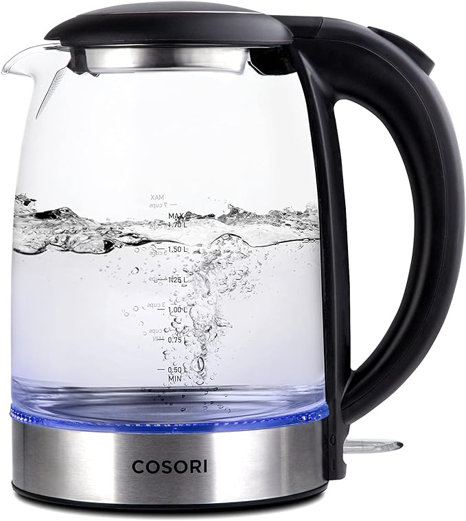 COSORI Electric Tea Kettle for Boiling Water, Stainless Steel Filter, 1.7L/1500W, Hot Water Boiler, Wide Opening&Automatic Shut Off, BPA-Free, Black