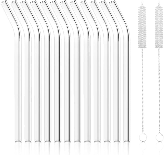 Antner 12 Pack Reusable Glass Straw