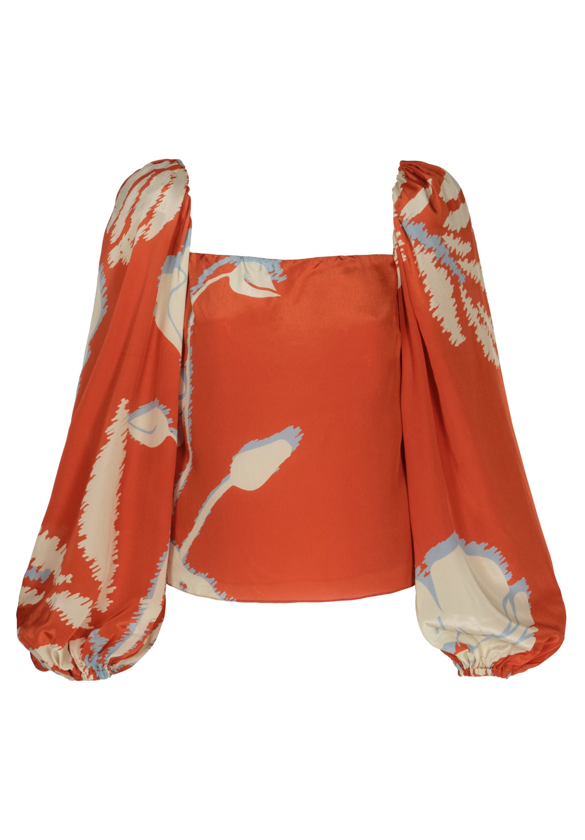 Celia Crepe Chine Blouse in Orange Gladiolos