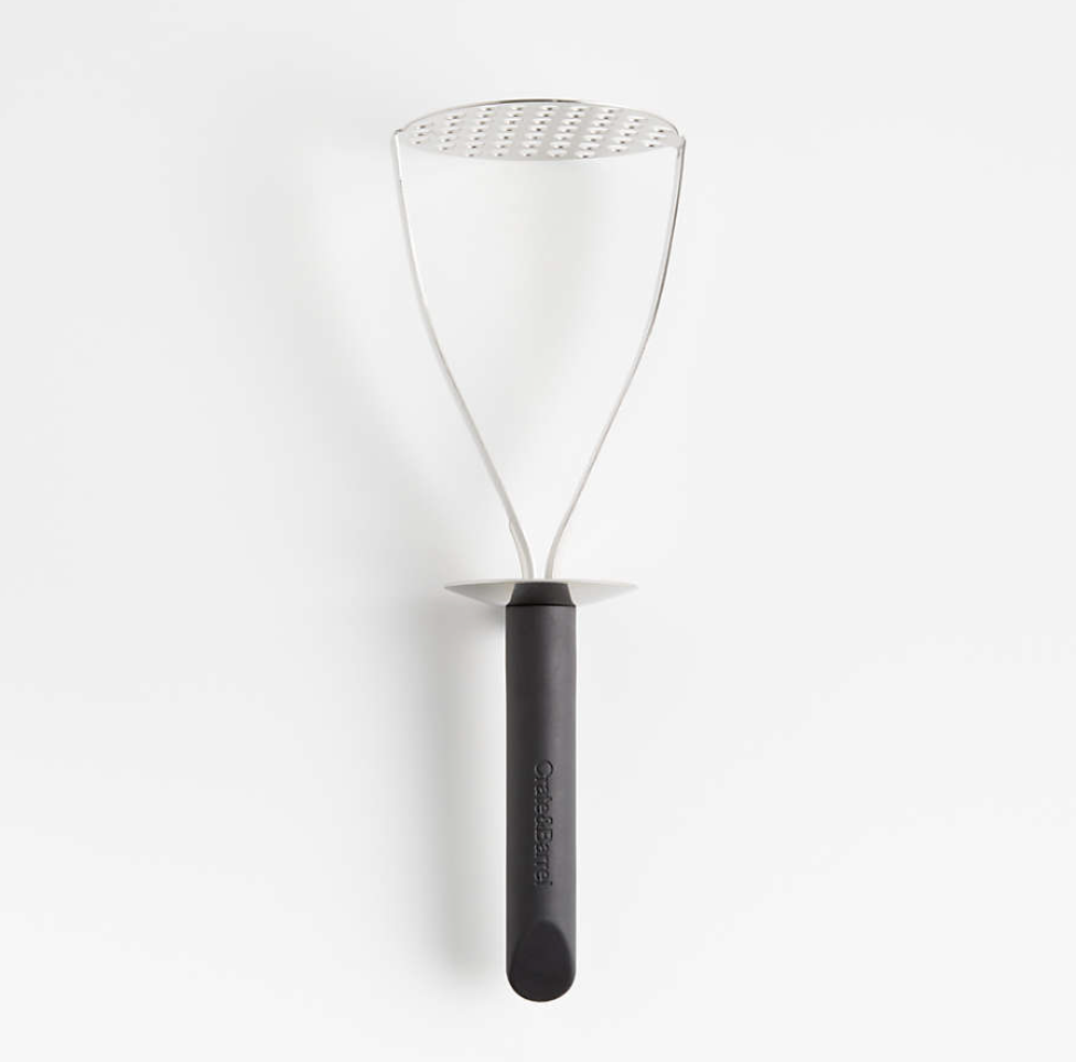 Crate & Barrel Black Soft-Touch Potato Masher