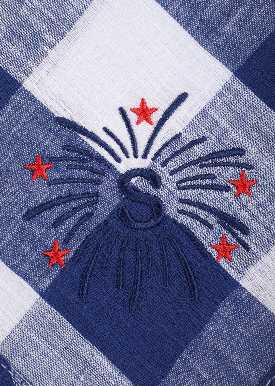 Gingham Napkins-Blue & White-Fireworks, Set of 4