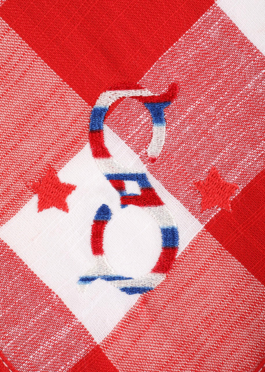 Gingham Napkins-Red & White-Stars, Set of 4