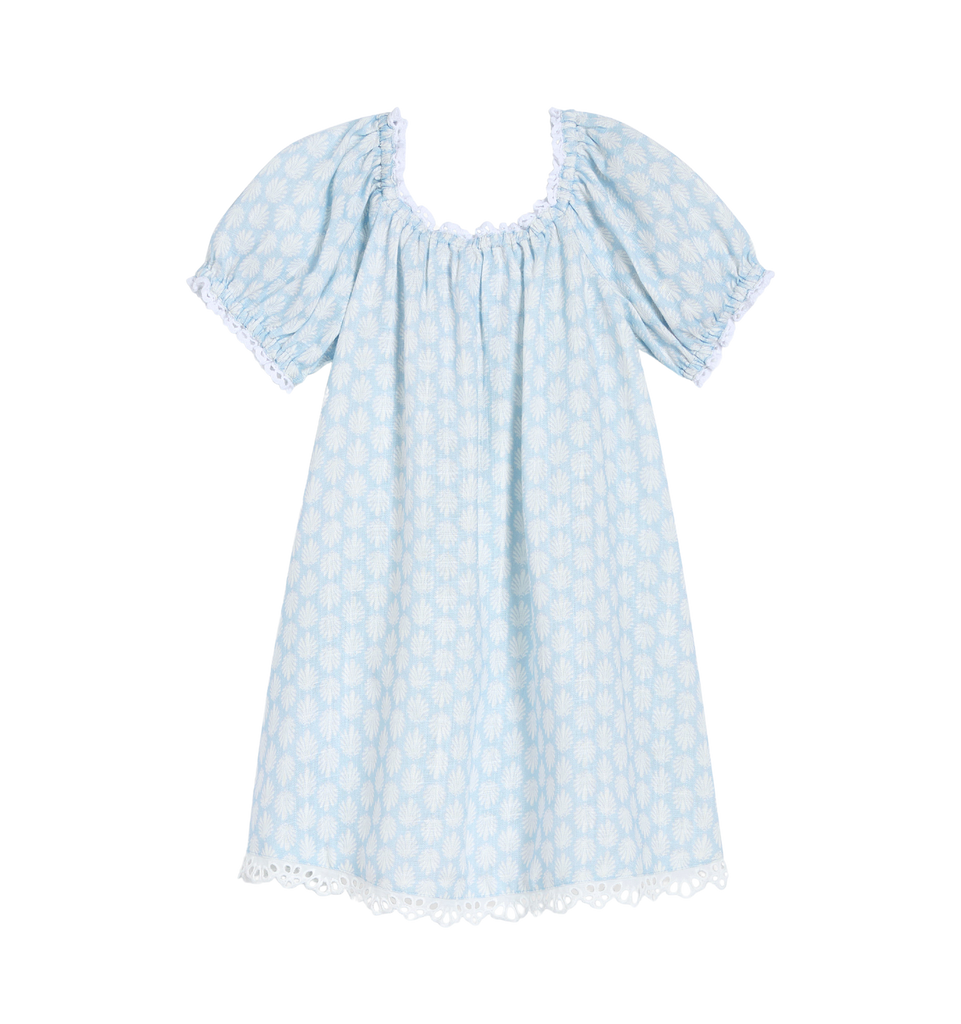 The Tiny Sienna Dress in Powder Blue Baroque Shells Linen