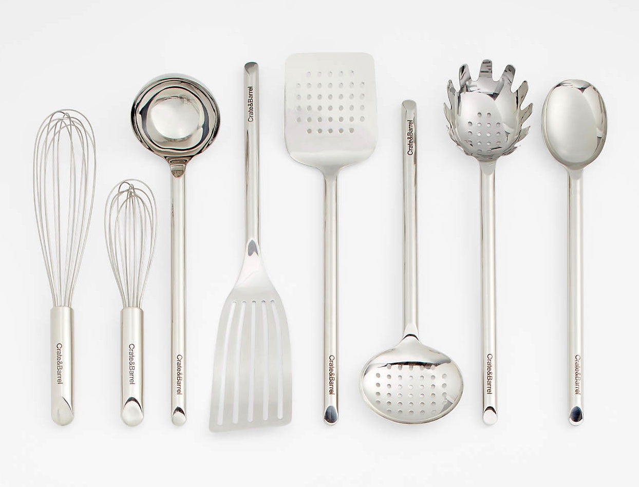 Crate & Barrel Stainless Utensils, Set of 8