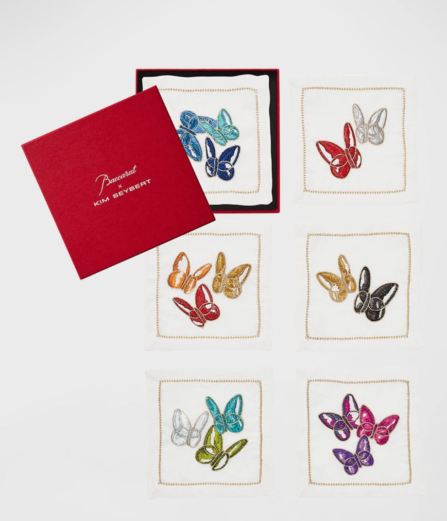 Baccarat x Kim SeybertButterflies Cocktail Napkins, Set of 6