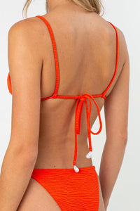 Kendall Triangle Bikini Top in Tangerine Tango Jacquard