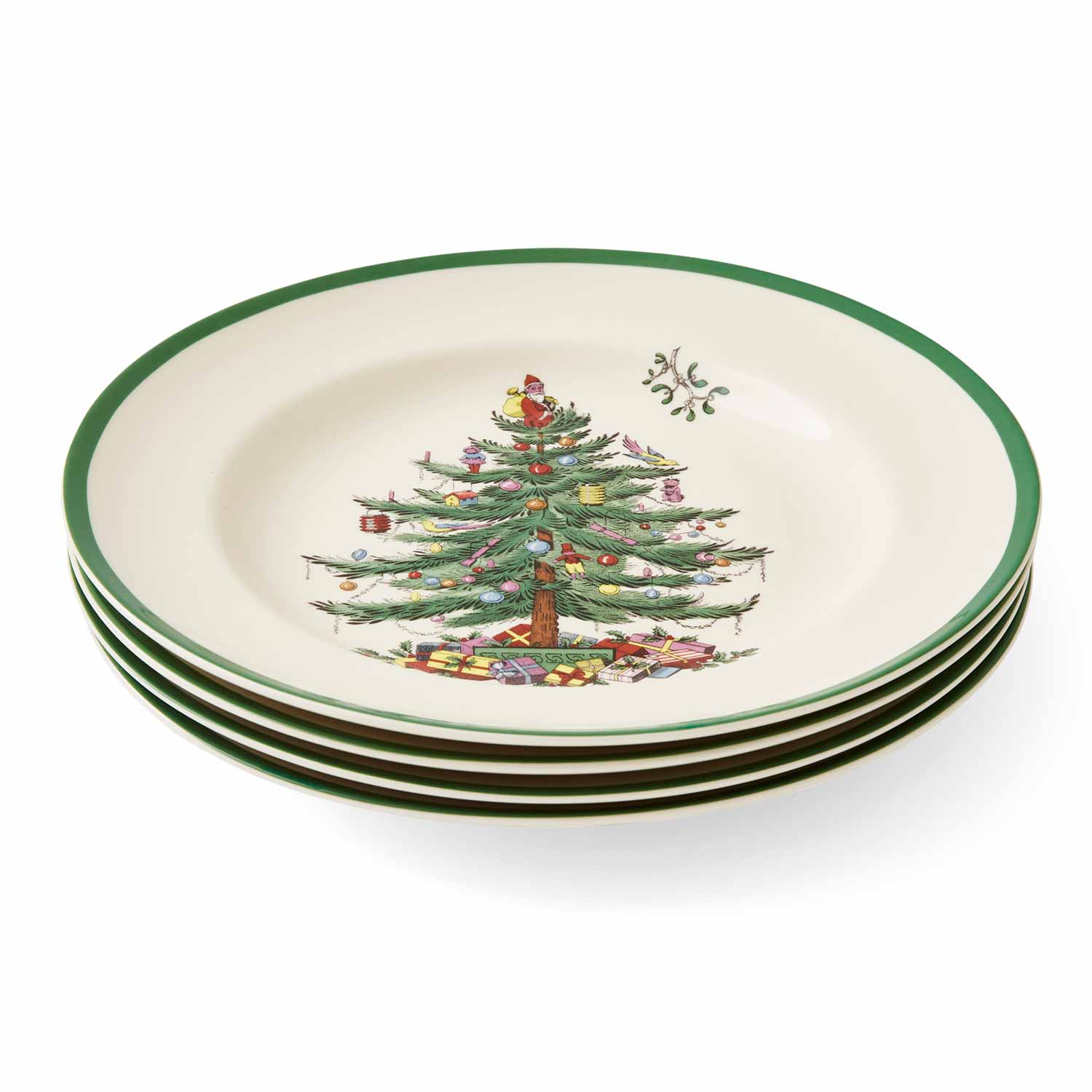 Christmas Tree 10.5" Dinner Plates, Set of 4 with Gift Box