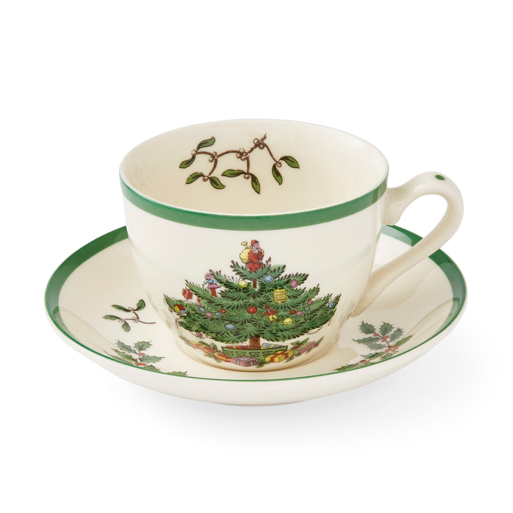 Christmas Tree 7 oz. Teacup & Saucer