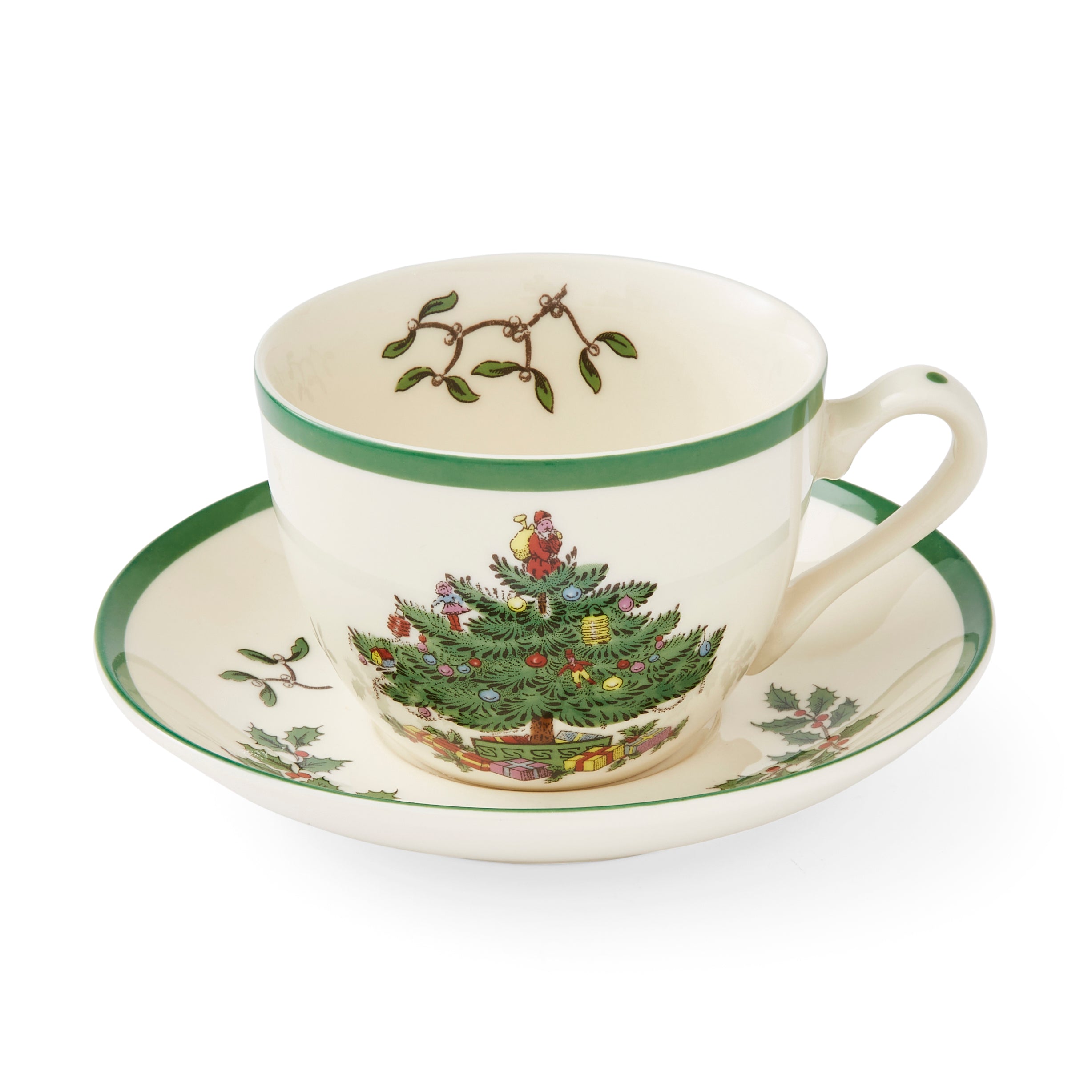 Christmas Tree 7 oz. Teacup & Saucer