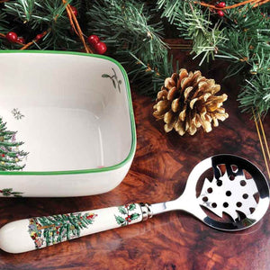 Christmas Tree Cranberry Server with Slotted Spoon
