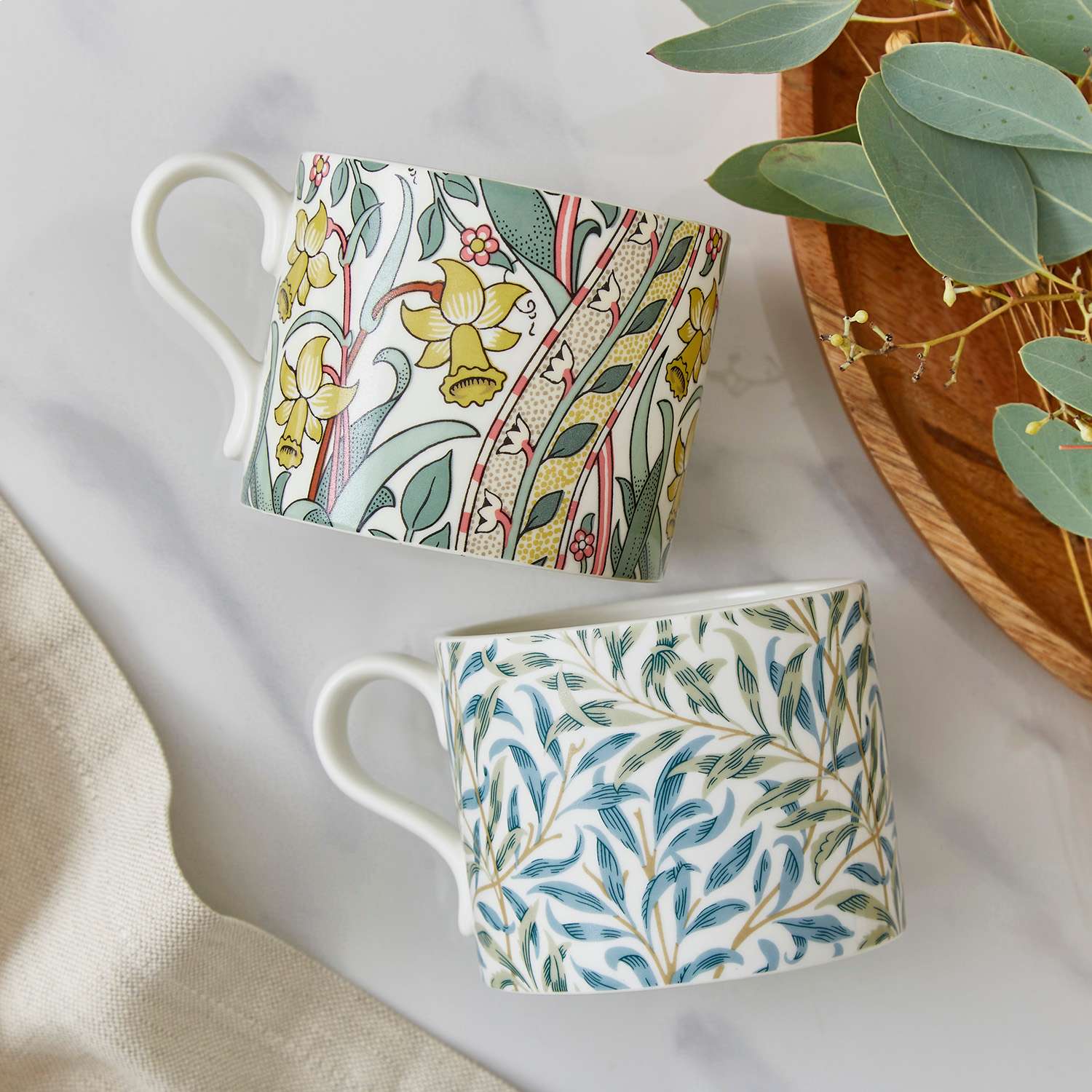 Morris & Co. Mugs in Daffodil & Willow Bough, Set of 2