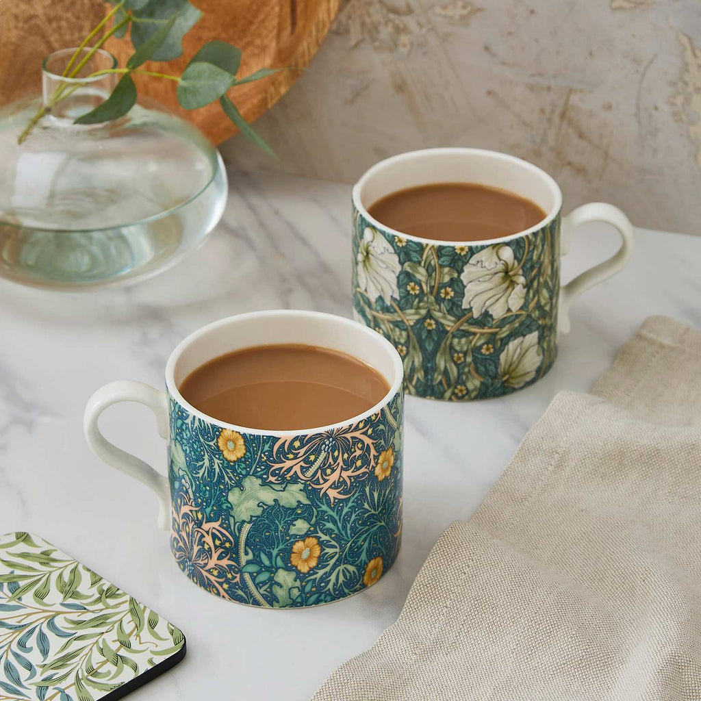 Morris & Co. Mugs in Seaweed & Pimpernel, Set of 2