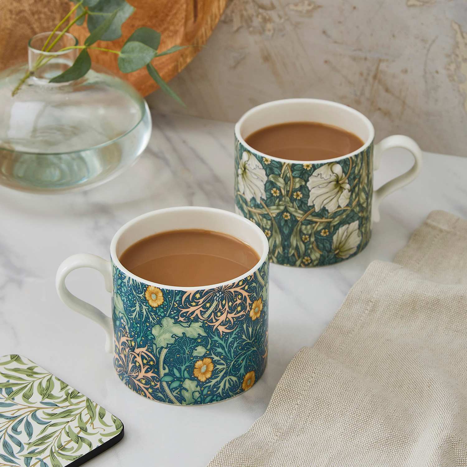 Morris & Co. Mugs in Seaweed & Pimpernel, Set of 2