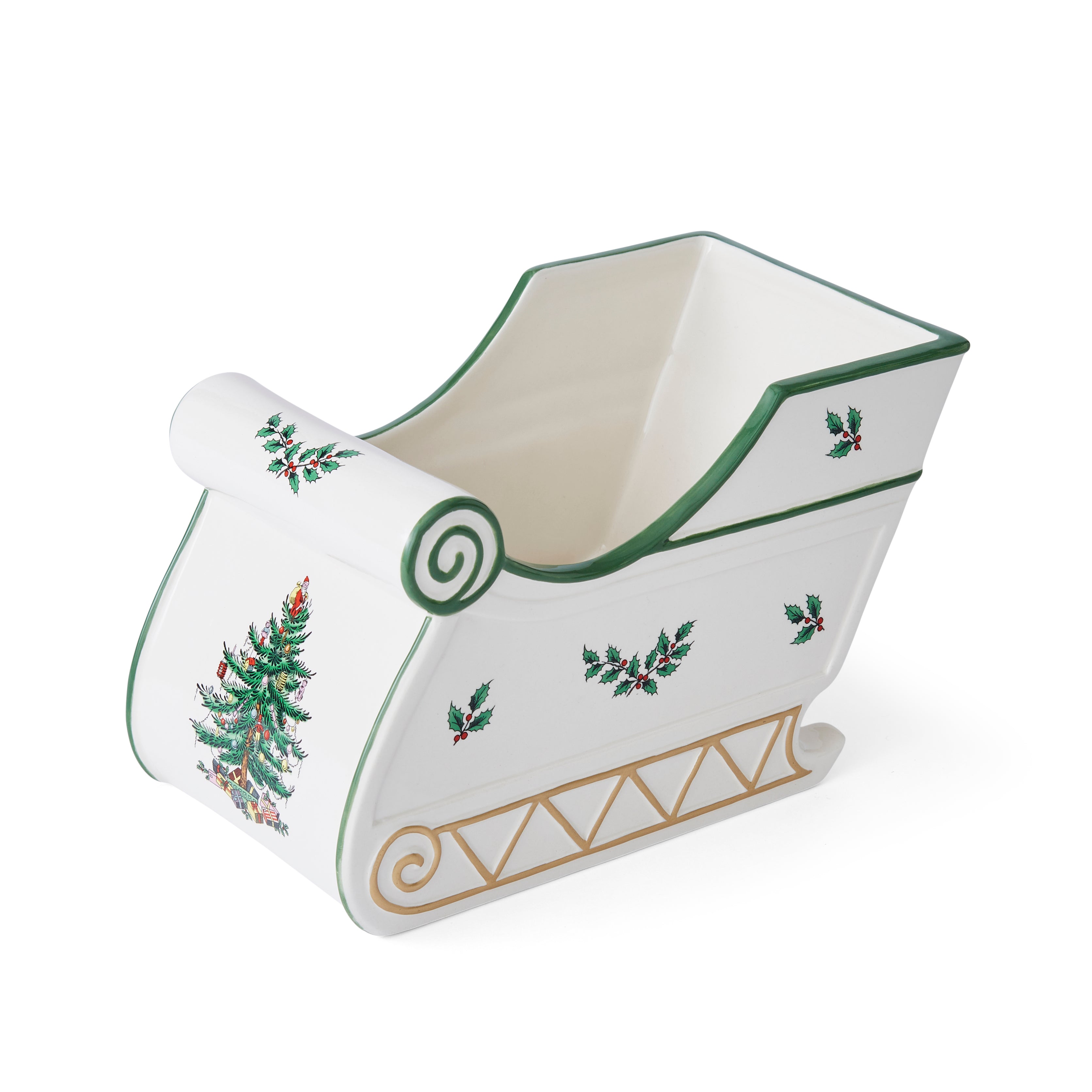 Christmas Tree 7.5" Figural Sleigh Centerpiece