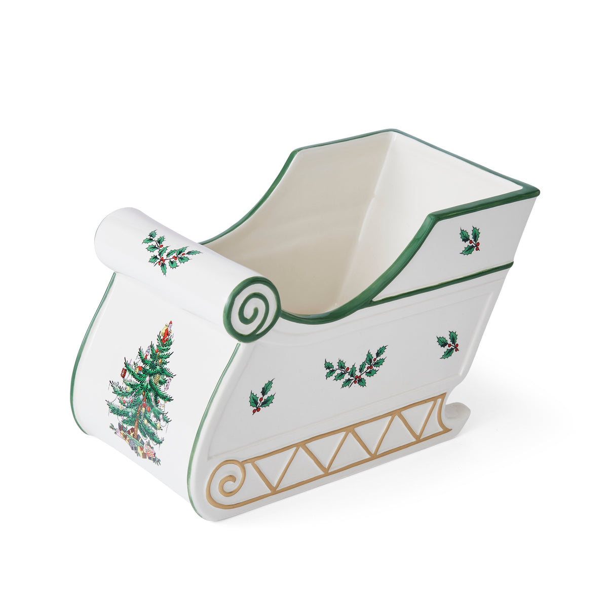 Christmas Tree 7.5" Figural Sleigh Centerpiece