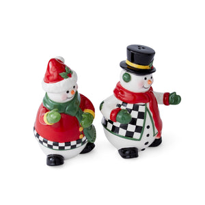 Christmas Tree Black & White 2-Piece Snowman Salt & Pepper Set