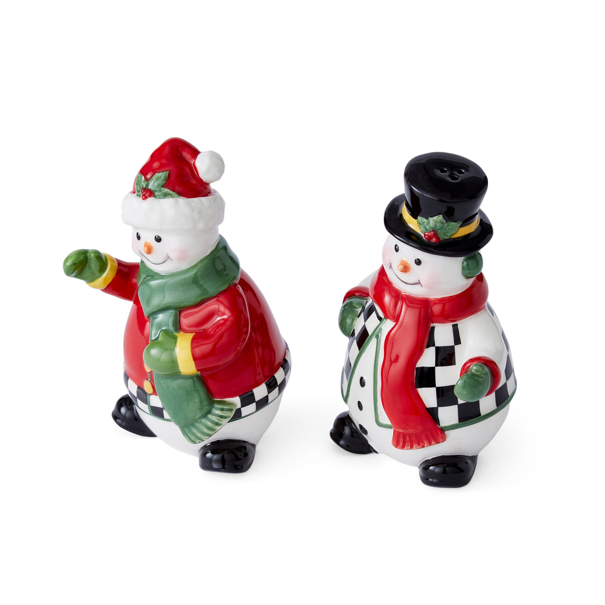 Christmas Tree Black & White 2-Piece Snowman Salt & Pepper Set
