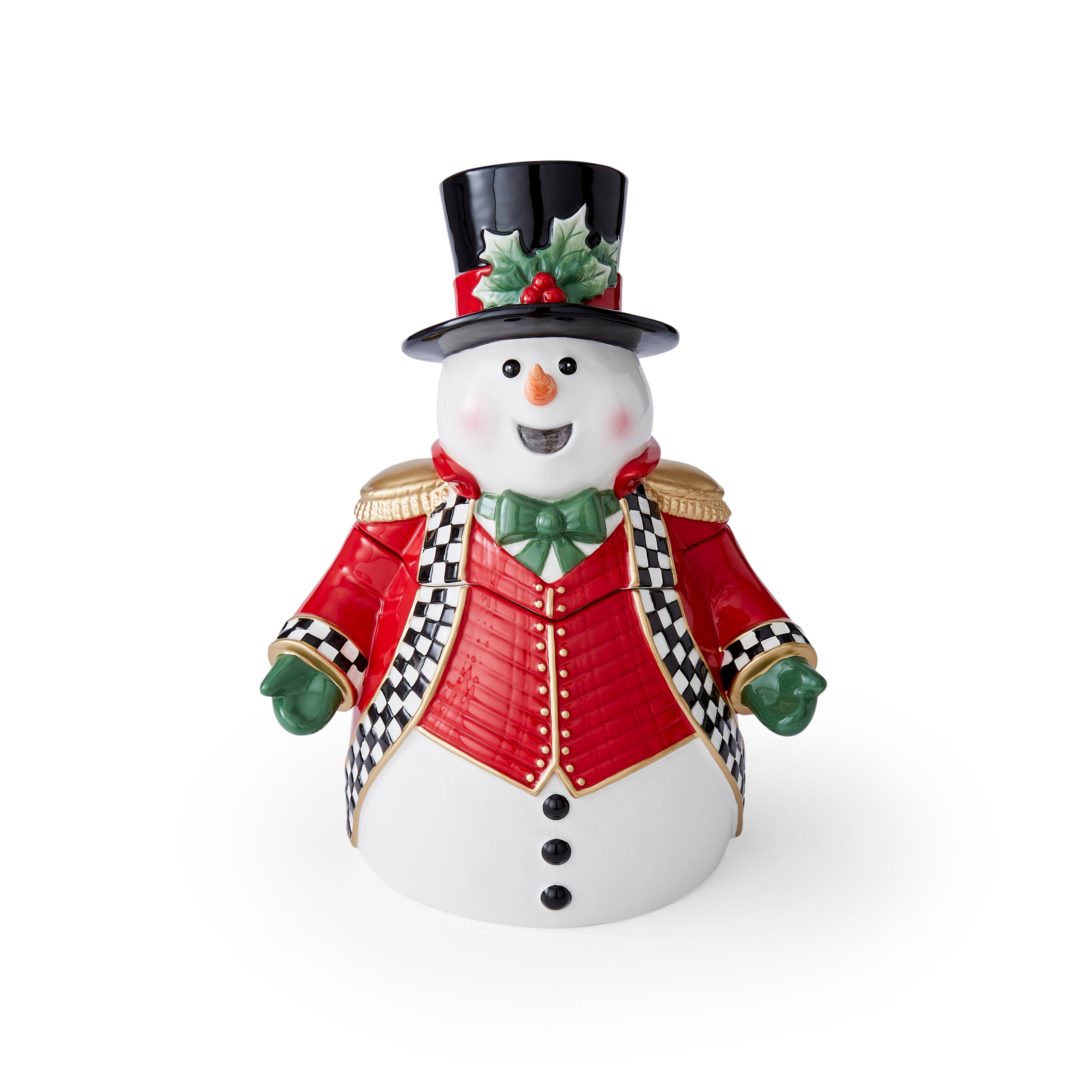 Christmas Tree Black & White Snowman Cookie Jar
