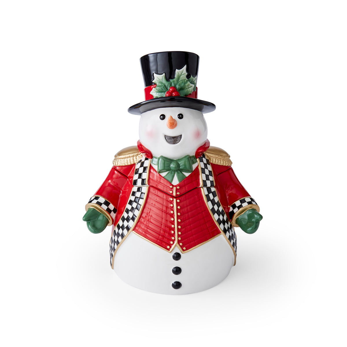 Christmas Tree Black & White Snowman Cookie Jar