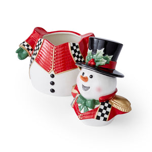 Christmas Tree Black & White Snowman Cookie Jar