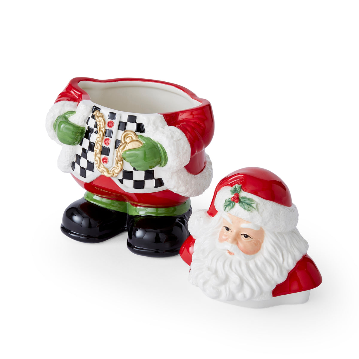 Christmas Tree Black & White Santa Candy Jar