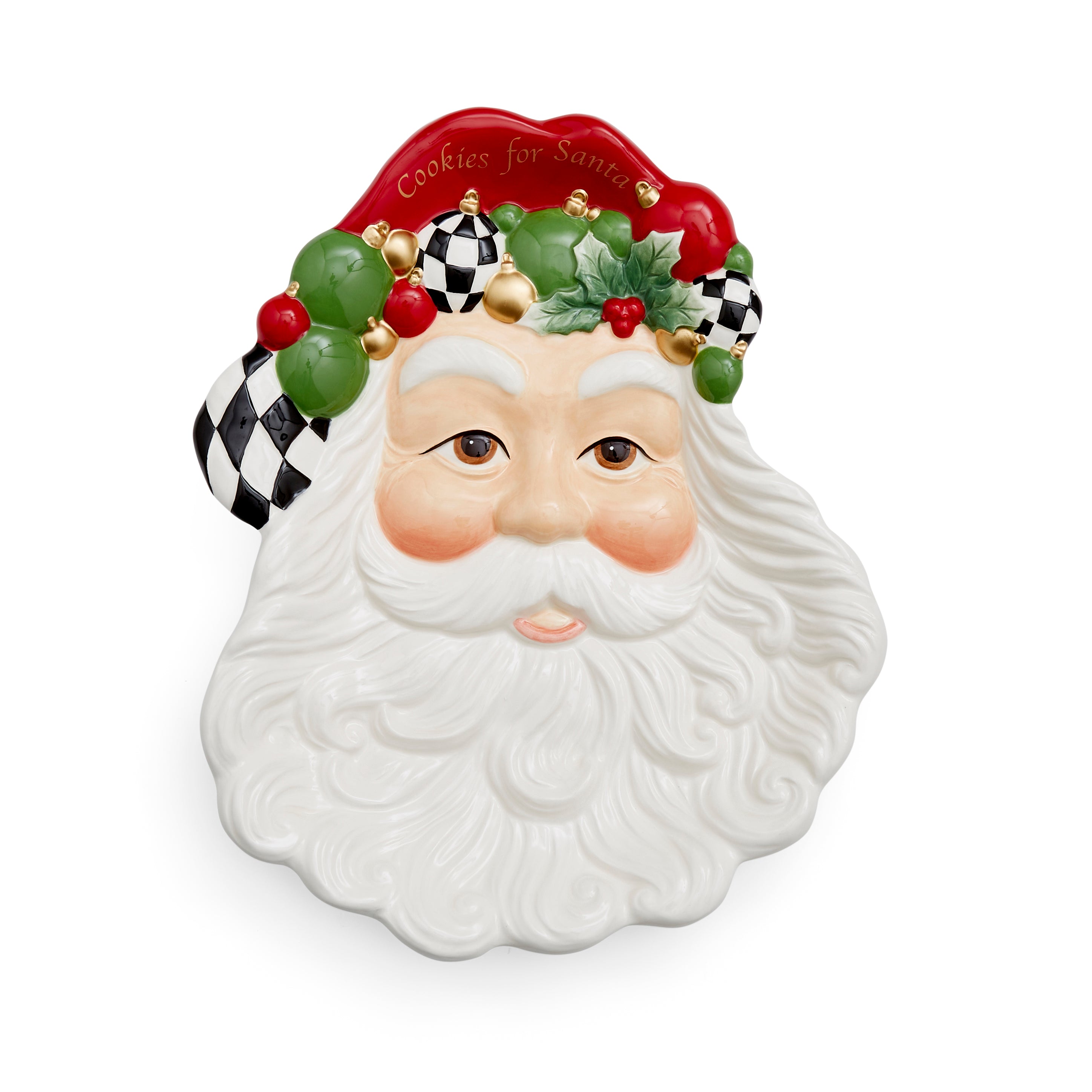 Christmas Tree Black & White 12" Santa Plate