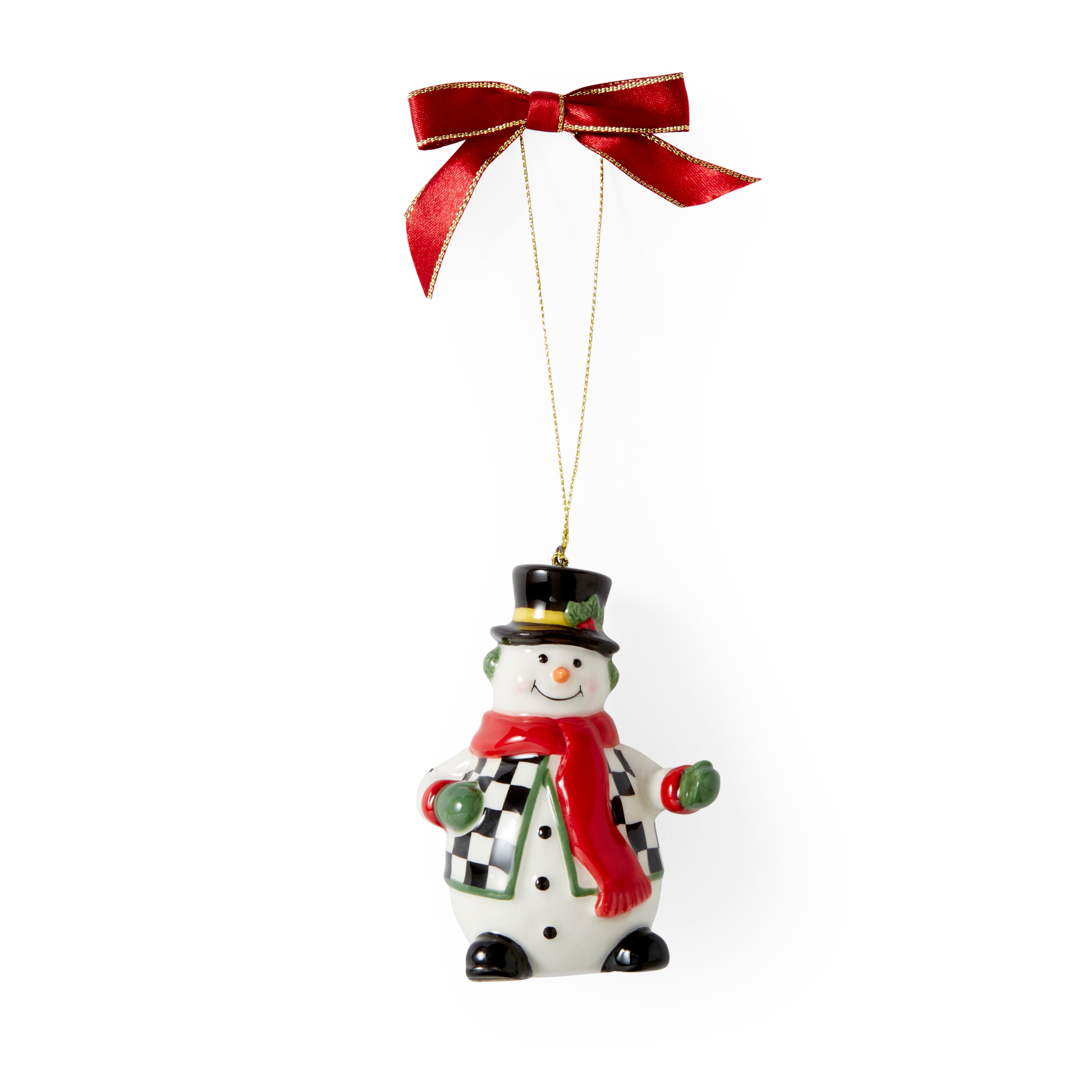 Christmas Tree Black & White Snowman Ornament